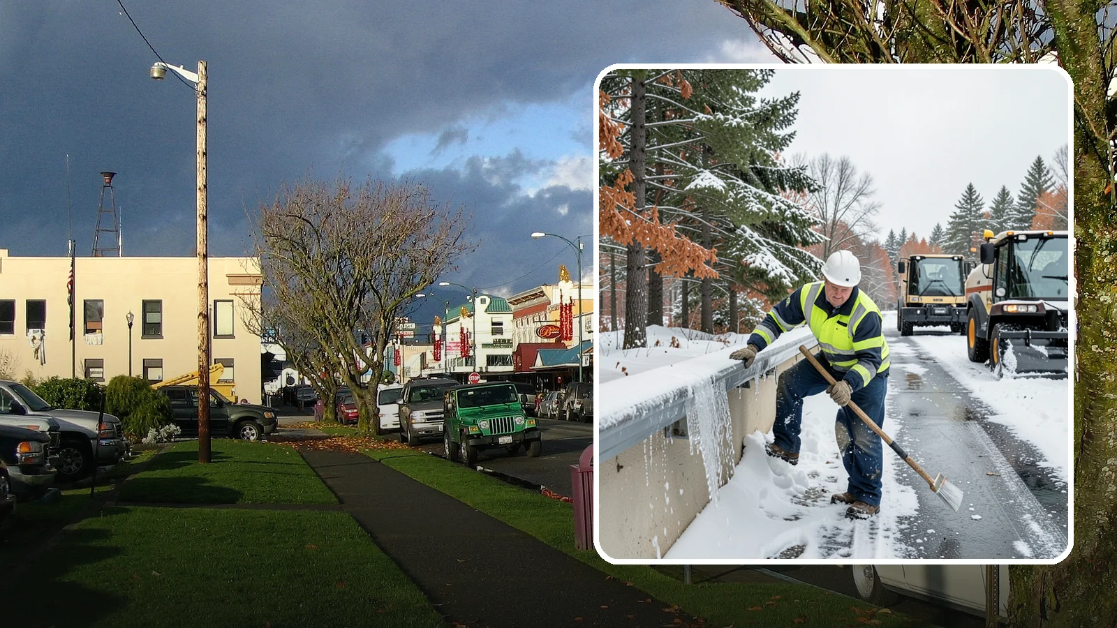 Gutter Ice Removal in Arlington, Snohomish County, WA - We clear ice from gutters and downspouts so meltwater can drain instead of backing up.