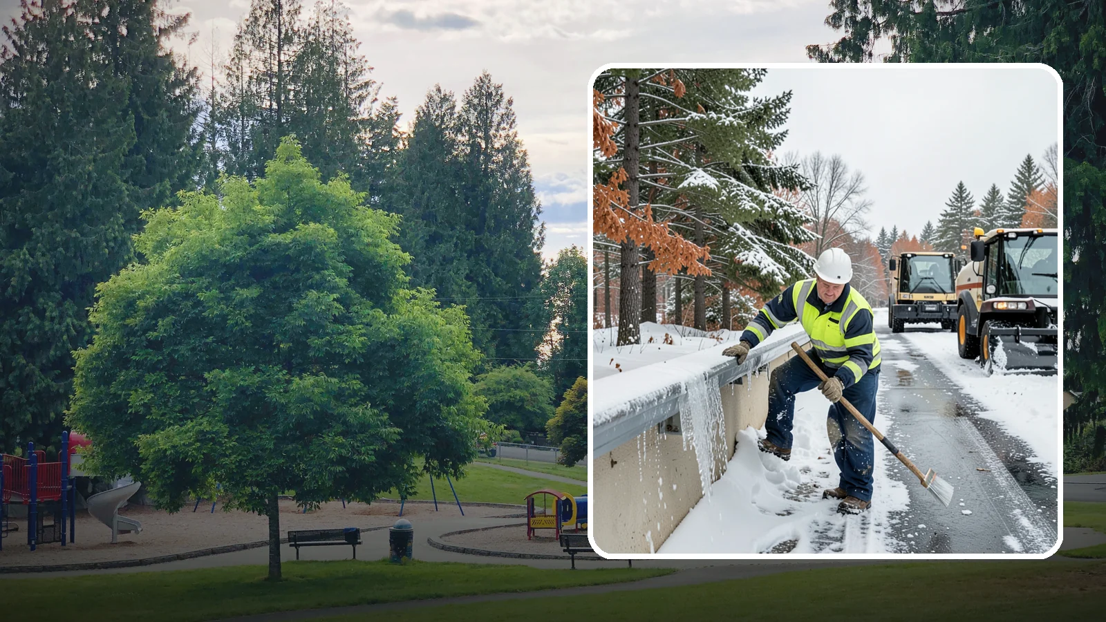 Gutter Ice Removal in Bonney Lake, Pierce County, WA - We clear ice from gutters and downspouts so meltwater can drain instead of backing up.
