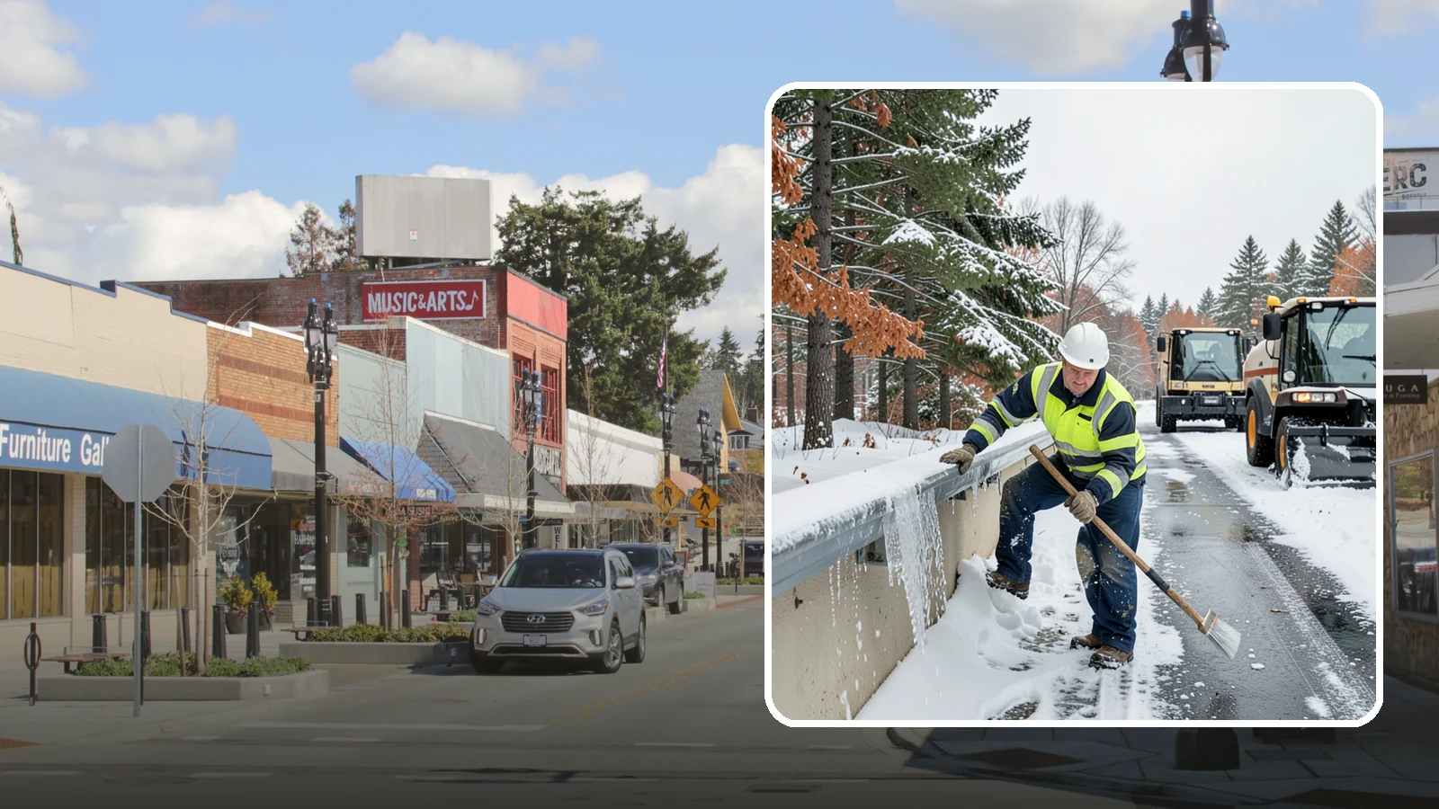 Gutter Ice Removal in Bothell, King County, WA - We clear ice from gutters and downspouts so meltwater can drain instead of backing up.