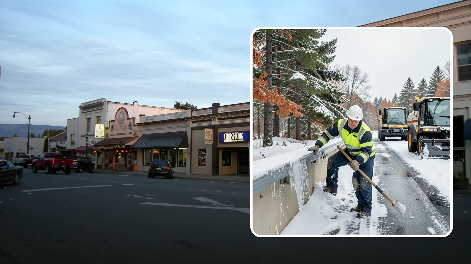 Gutter Ice Removal in Burlington, Skagit County, WA - We clear ice from gutters and downspouts so meltwater can drain instead of backing up.