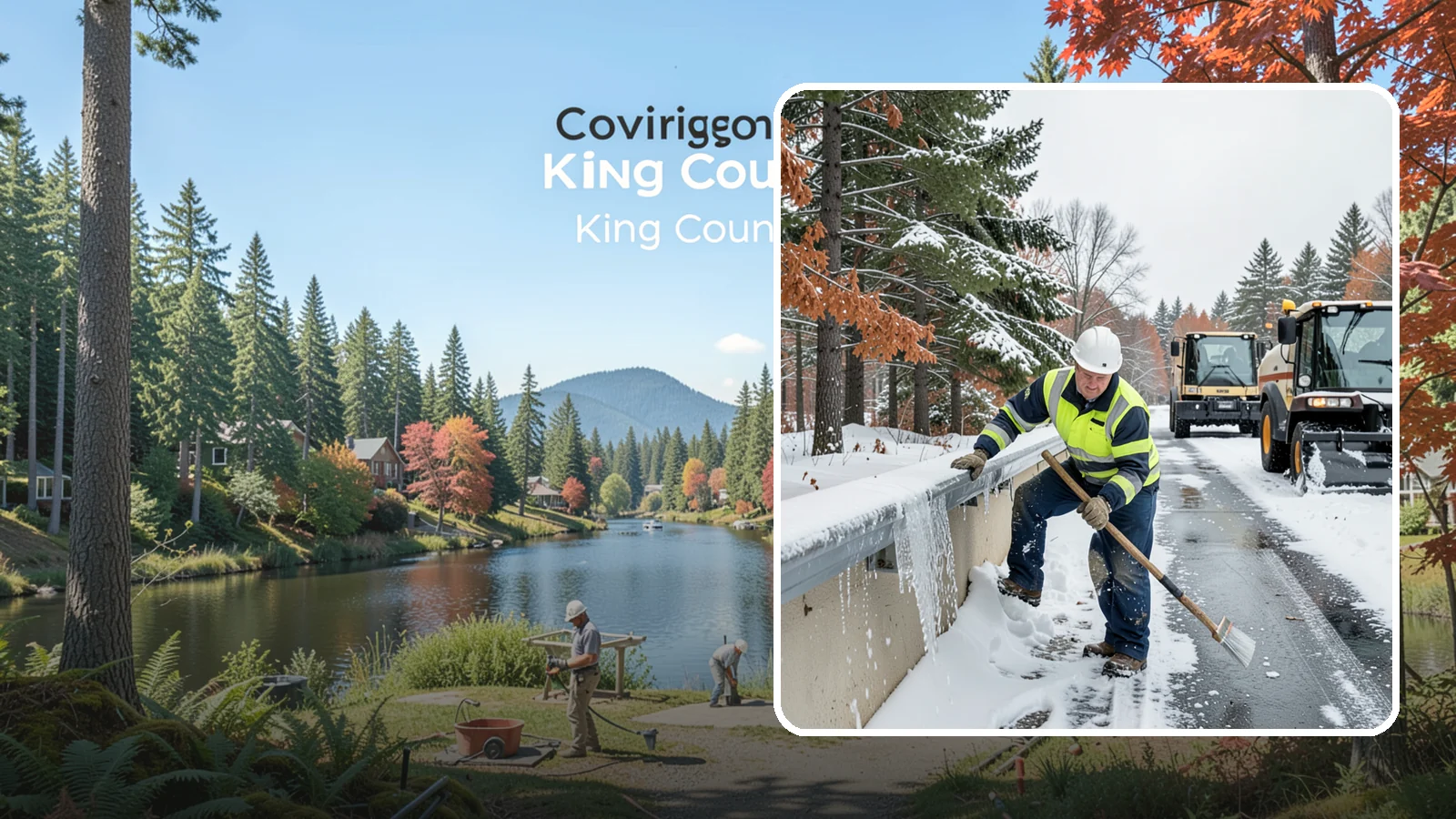 Gutter Ice Removal in Covington, King County, WA - We clear ice from gutters and downspouts so meltwater can drain instead of backing up.