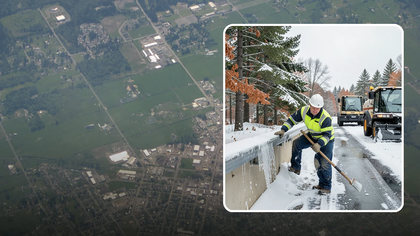 Gutter Ice Removal in Enumclaw, King County, WA - We clear ice from gutters and downspouts so meltwater can drain instead of backing up.