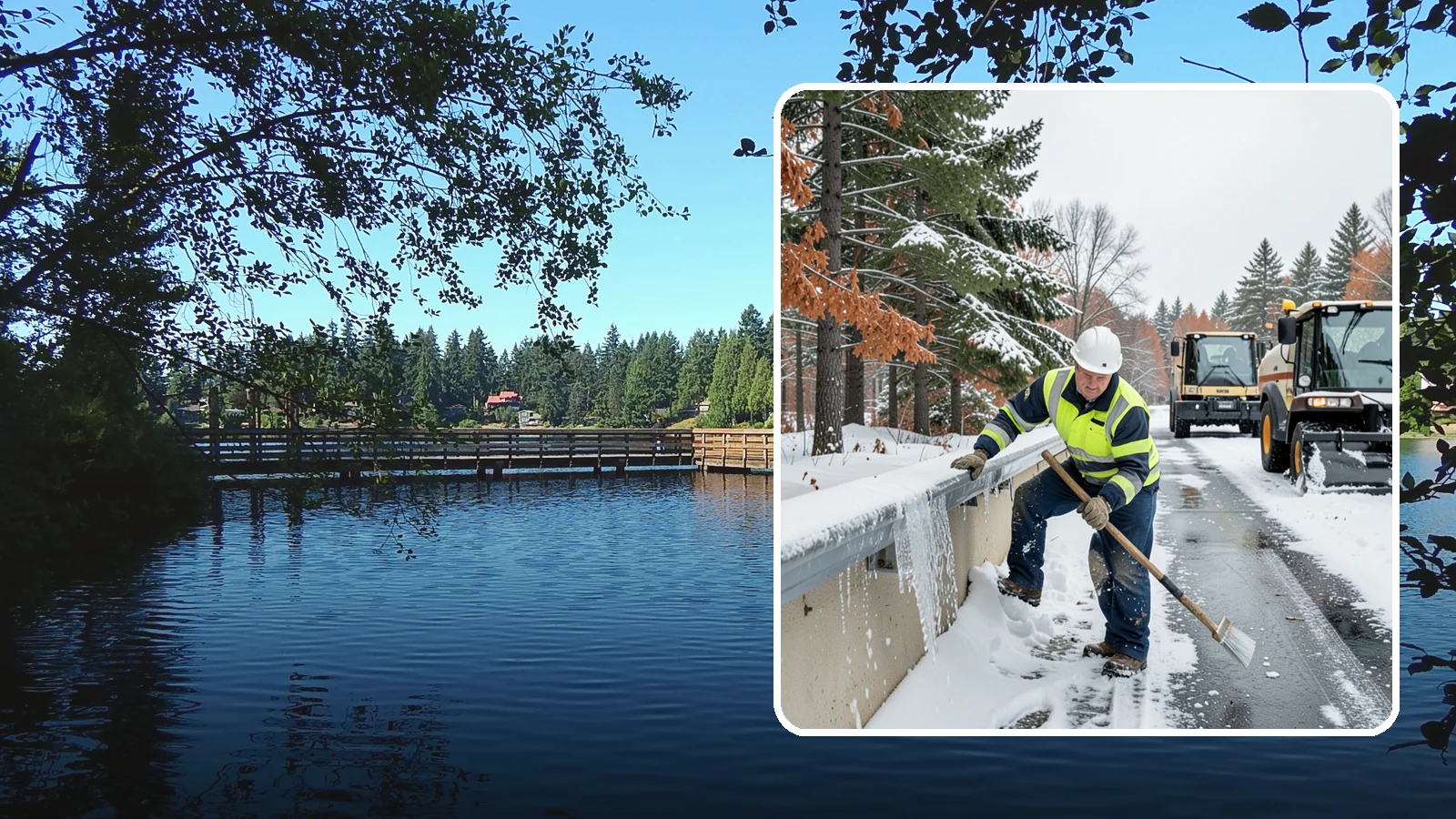 Gutter Ice Removal in Federal Way, King County, WA - We clear ice from gutters and downspouts so meltwater can drain instead of backing up.