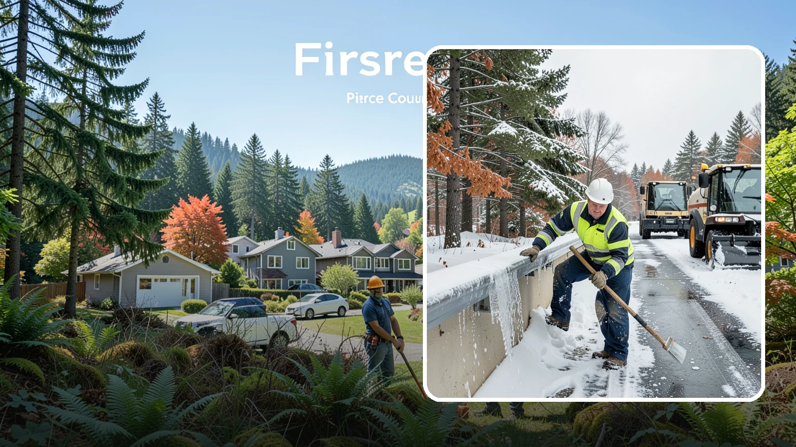 Gutter Ice Removal in Fircrest, Pierce County, WA - We clear ice from gutters and downspouts so meltwater can drain instead of backing up.