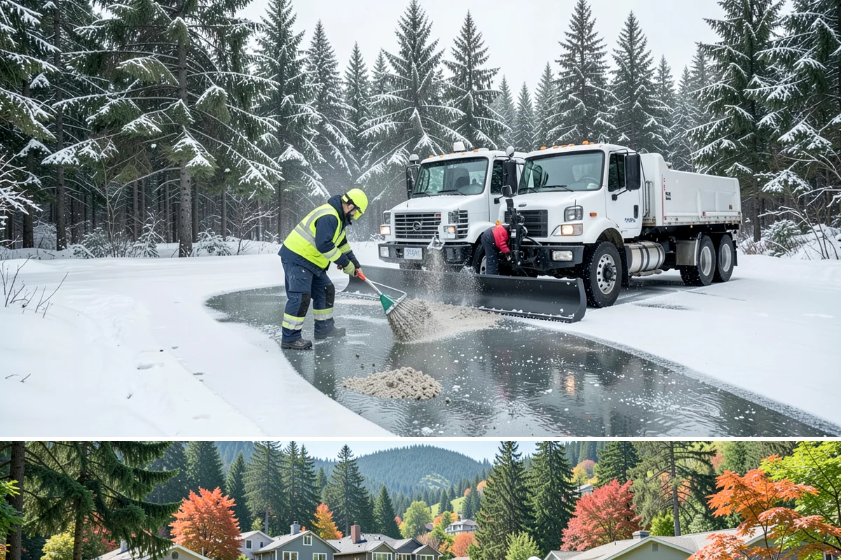 Gutter Ice Removal in Fircrest, Pierce County, WA - Gutter ice removal is most needed during cold snaps and thaws when frozen gutters block the meltwater trying to drain.