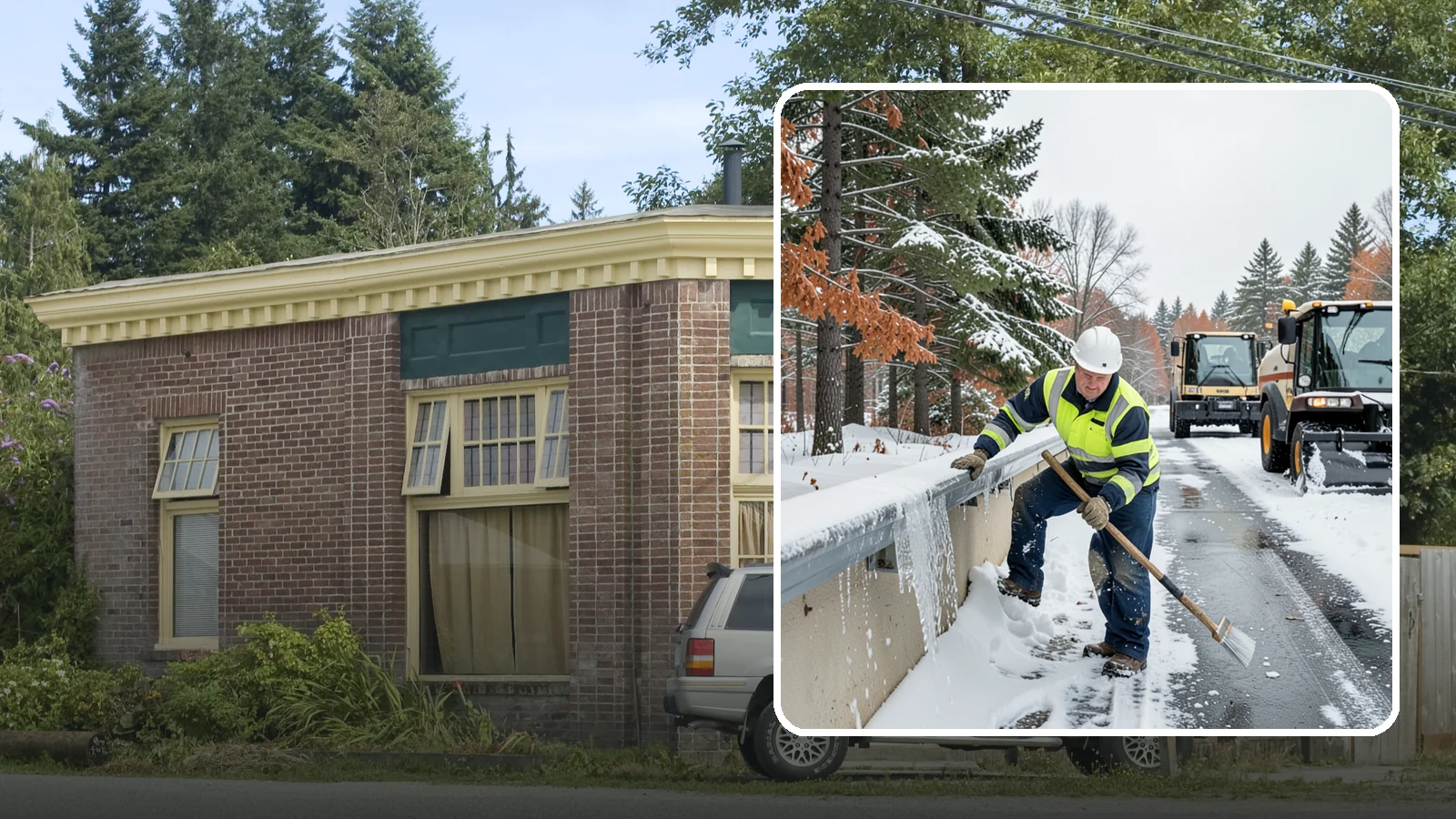 Gutter Ice Removal in Hamilton, Skagit County, WA - We clear ice from gutters and downspouts so meltwater can drain instead of backing up.