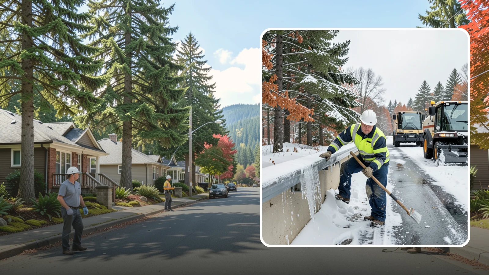 Gutter Ice Removal in Hunts Point, King County, WA - We clear ice from gutters and downspouts so meltwater can drain instead of backing up.