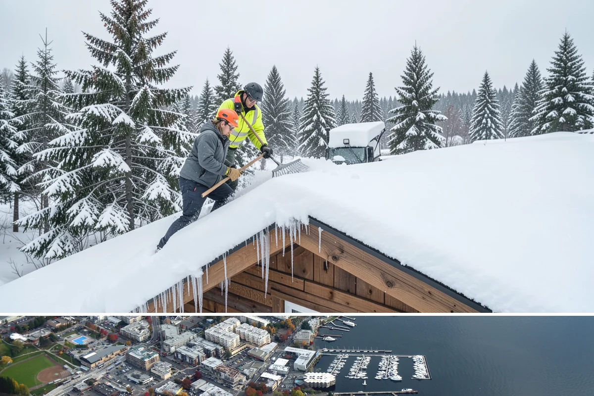 Gutter Ice Removal in Kirkland, King County, WA - Gutter ice removal is most needed during cold snaps and thaws when frozen gutters block the meltwater trying to drain.