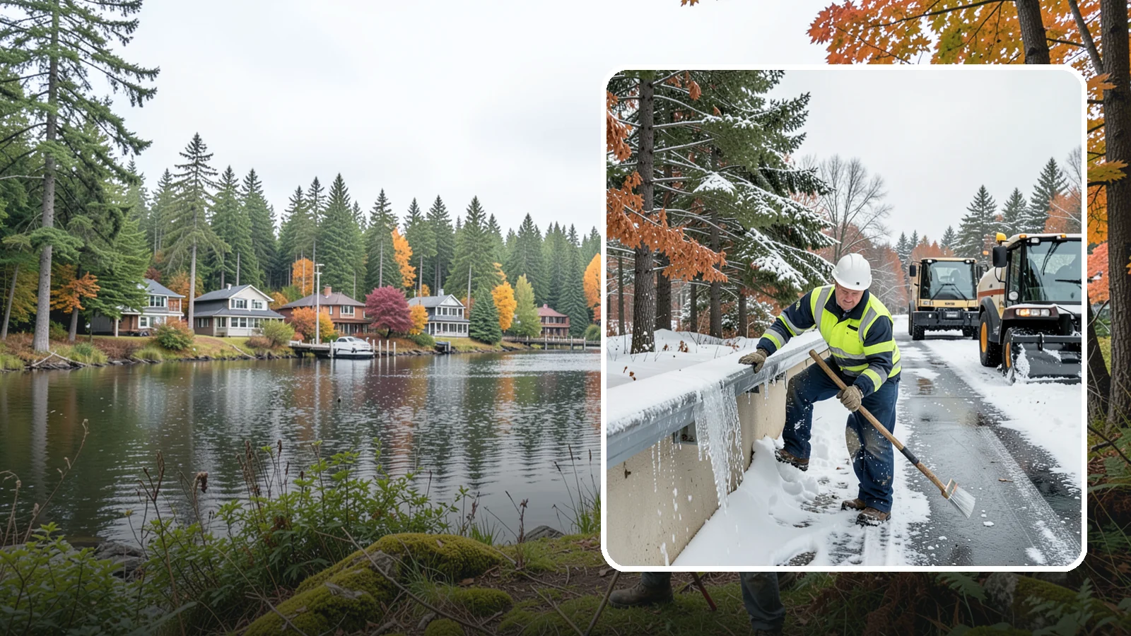 Gutter Ice Removal in La Conner, Skagit County, WA - We clear ice from gutters and downspouts so meltwater can drain instead of backing up.