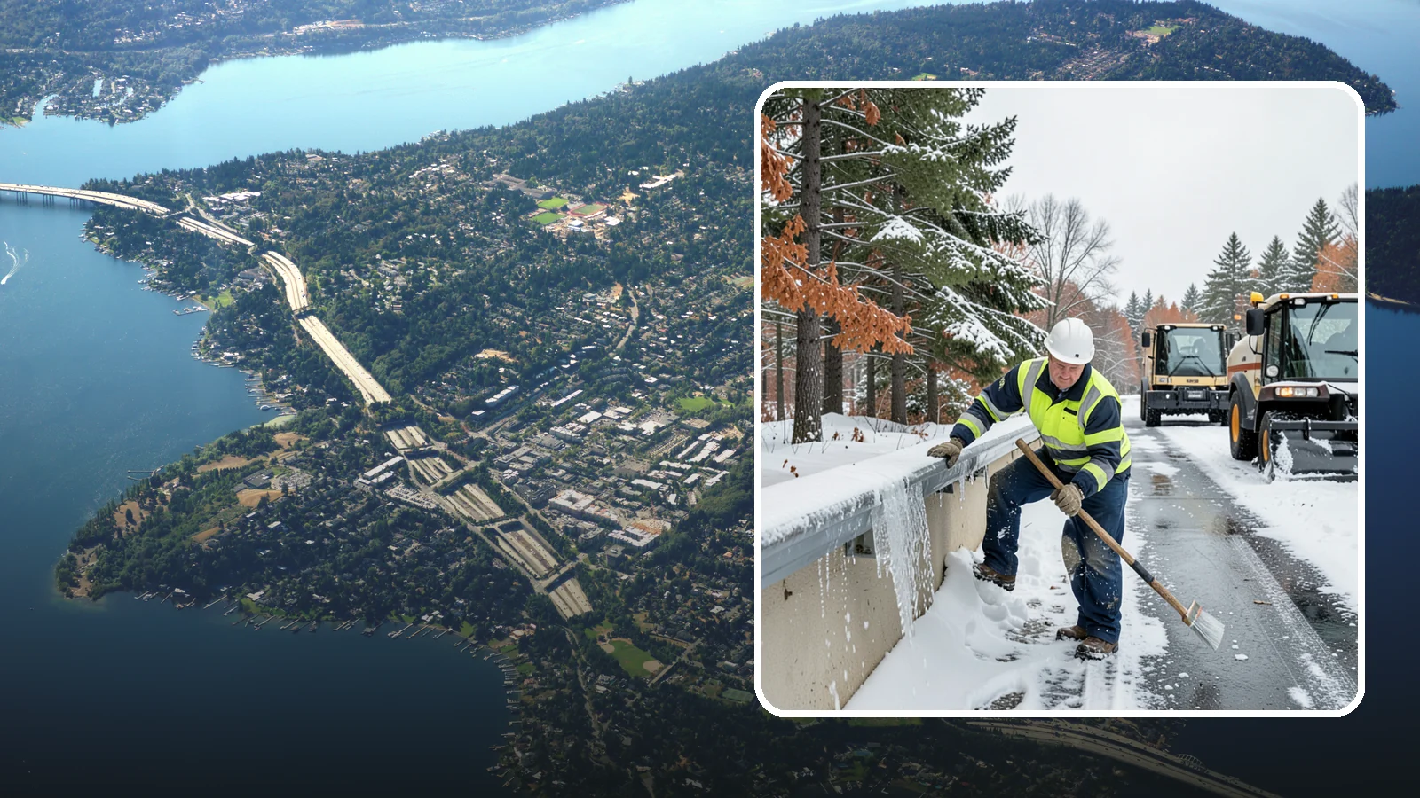 Gutter Ice Removal in Mercer Island, King County, WA - We clear ice from gutters and downspouts so meltwater can drain instead of backing up.
