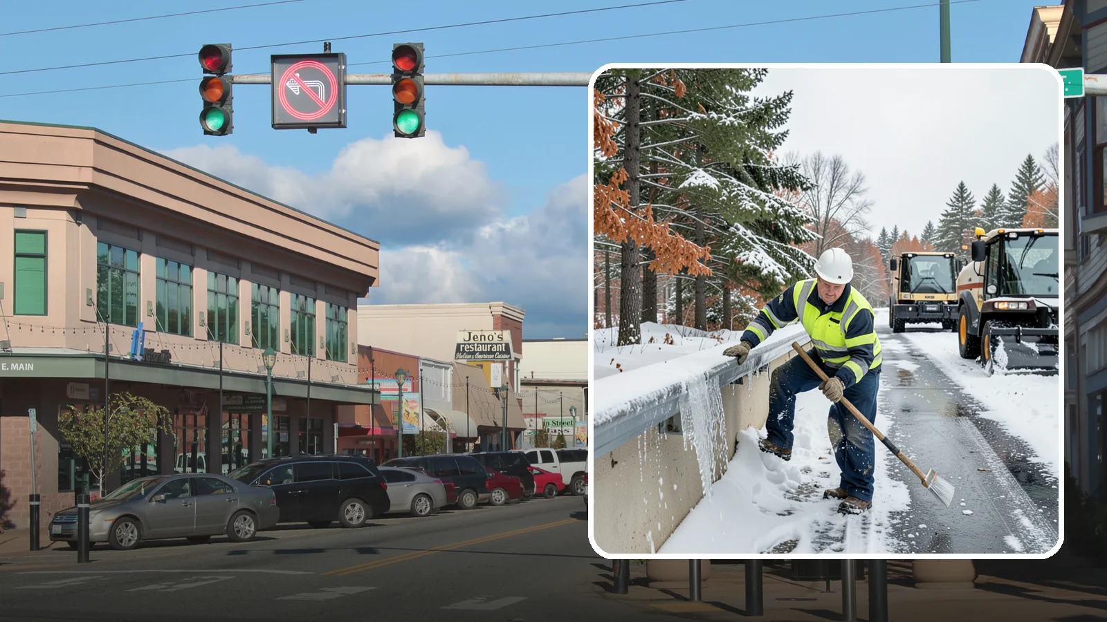 Gutter Ice Removal in Monroe, Snohomish County, WA - We clear ice from gutters and downspouts so meltwater can drain instead of backing up.