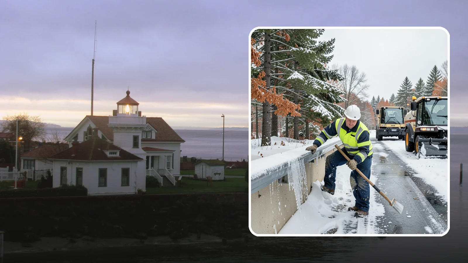 Gutter Ice Removal in Mukilteo, Snohomish County, WA - We clear ice from gutters and downspouts so meltwater can drain instead of backing up.