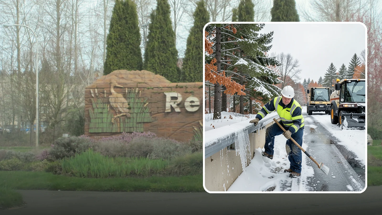 Gutter Ice Removal in Renton, King County, WA - We clear ice from gutters and downspouts so meltwater can drain instead of backing up.