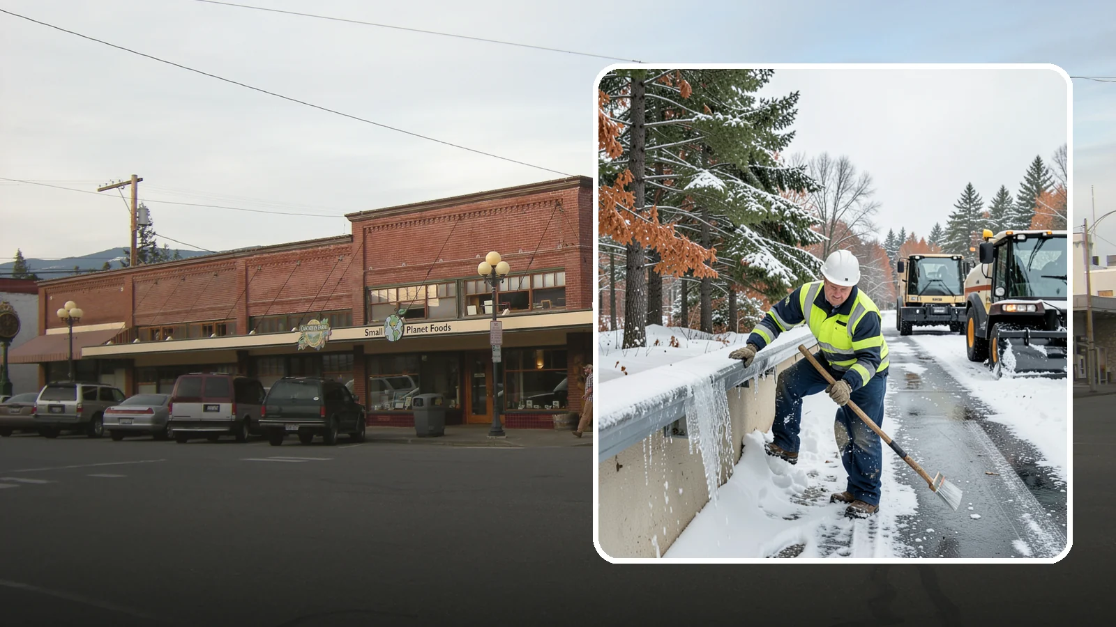 Gutter Ice Removal in Sedro-Woolley, Skagit County, WA - We clear ice from gutters and downspouts so meltwater can drain instead of backing up.