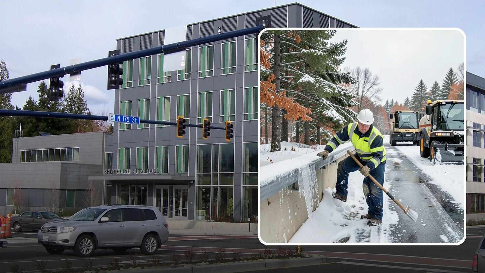 Gutter Ice Removal in Shoreline, King County, WA - We clear ice from gutters and downspouts so meltwater can drain instead of backing up.