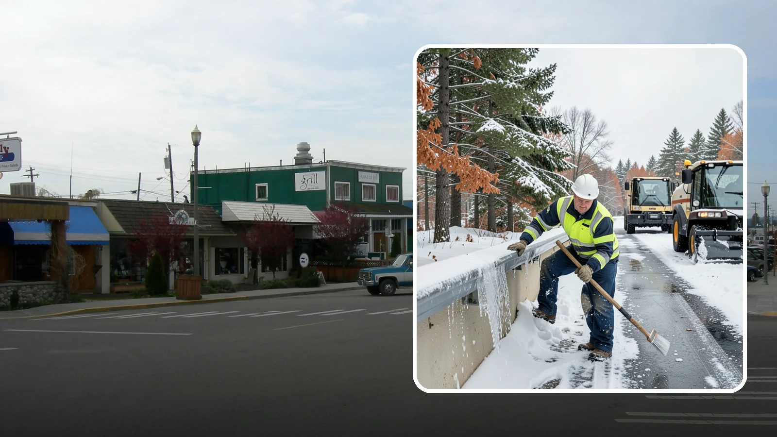 Gutter Ice Removal in Stanwood, Snohomish County, WA - We clear ice from gutters and downspouts so meltwater can drain instead of backing up.