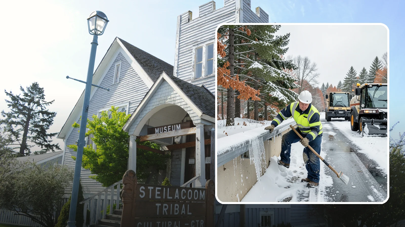 Gutter Ice Removal in Steilacoom, Pierce County, WA - We clear ice from gutters and downspouts so meltwater can drain instead of backing up.