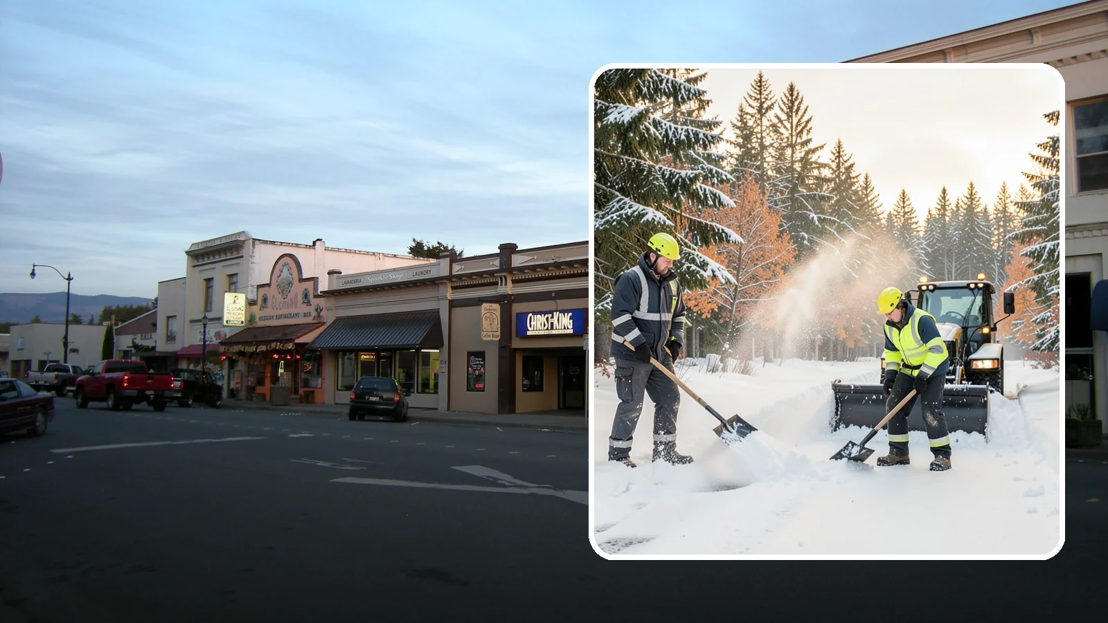 Hand Snow Removal in Burlington, Skagit County, WA - We remove snow entirely by hand on properties where equipment cannot go or finishes must be preserved.