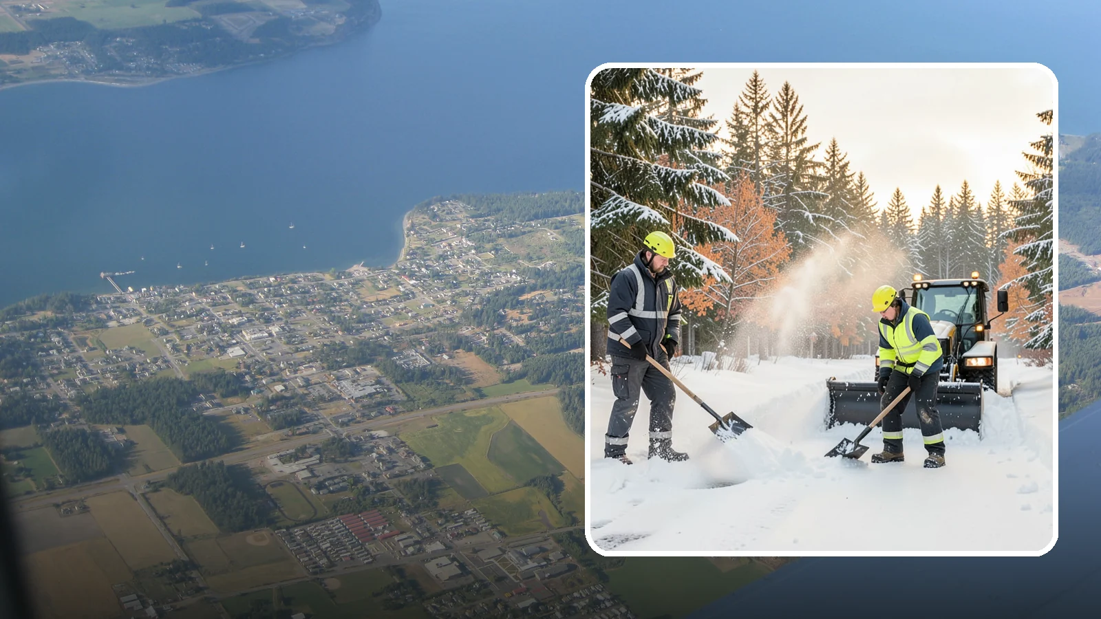 Hand Snow Removal in Coupeville, Island County, WA - We remove snow entirely by hand on properties where equipment cannot go or finishes must be preserved.