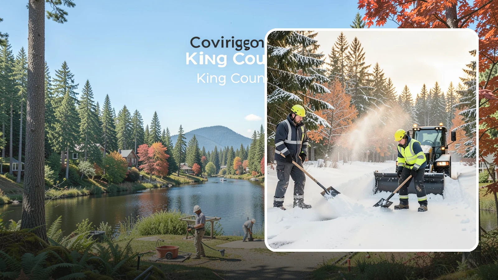 Hand Snow Removal in Covington, King County, WA - We remove snow entirely by hand on properties where equipment cannot go or finishes must be preserved.