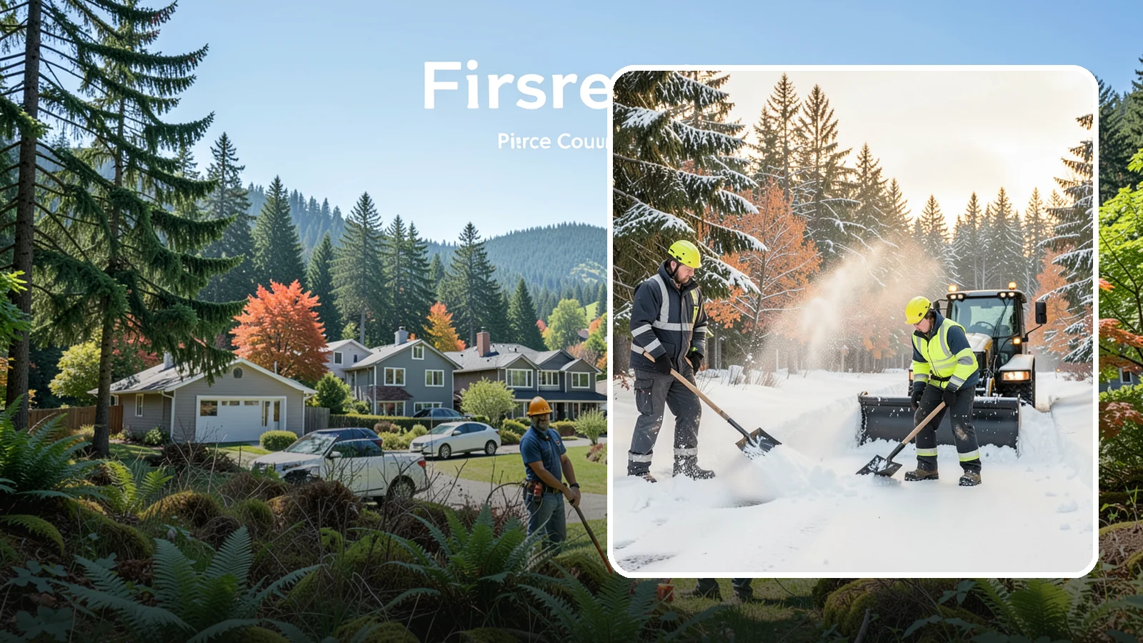 Hand Snow Removal in Fircrest, Pierce County, WA - We remove snow entirely by hand on properties where equipment cannot go or finishes must be preserved.