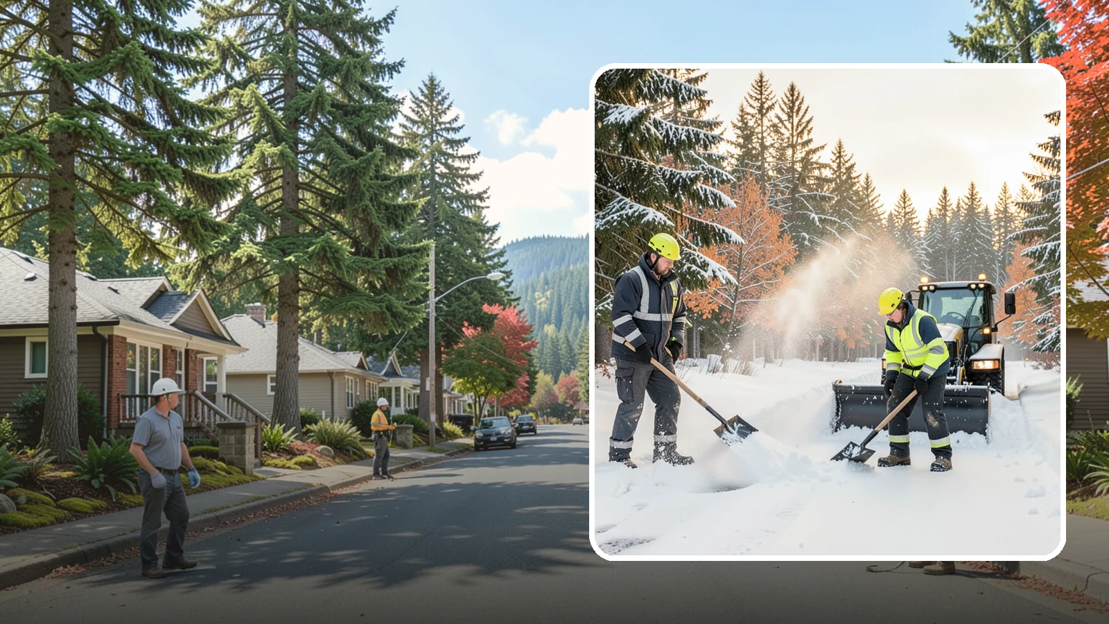 Hand Snow Removal in Hunts Point, King County, WA - We remove snow entirely by hand on properties where equipment cannot go or finishes must be preserved.