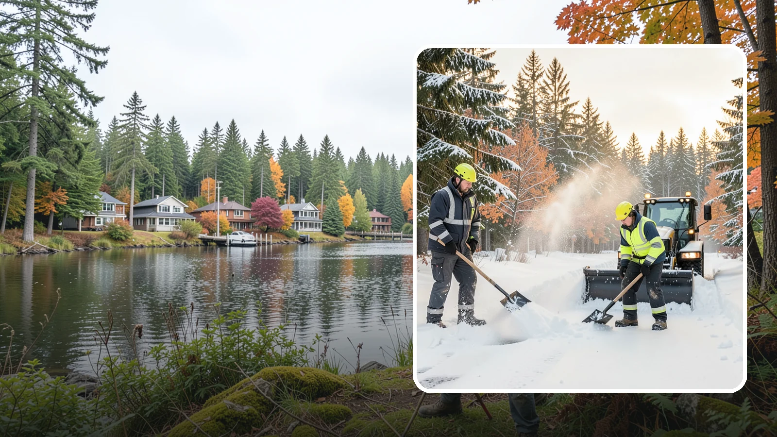 Hand Snow Removal in La Conner, Skagit County, WA - We remove snow entirely by hand on properties where equipment cannot go or finishes must be preserved.