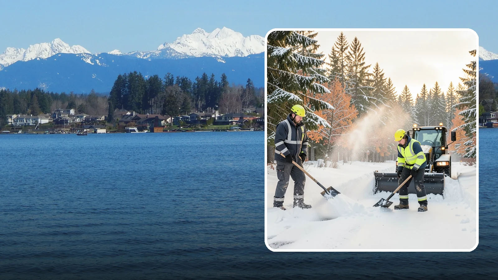 Hand Snow Removal in Lake Stevens, Snohomish County, WA - We remove snow entirely by hand on properties where equipment cannot go or finishes must be preserved.