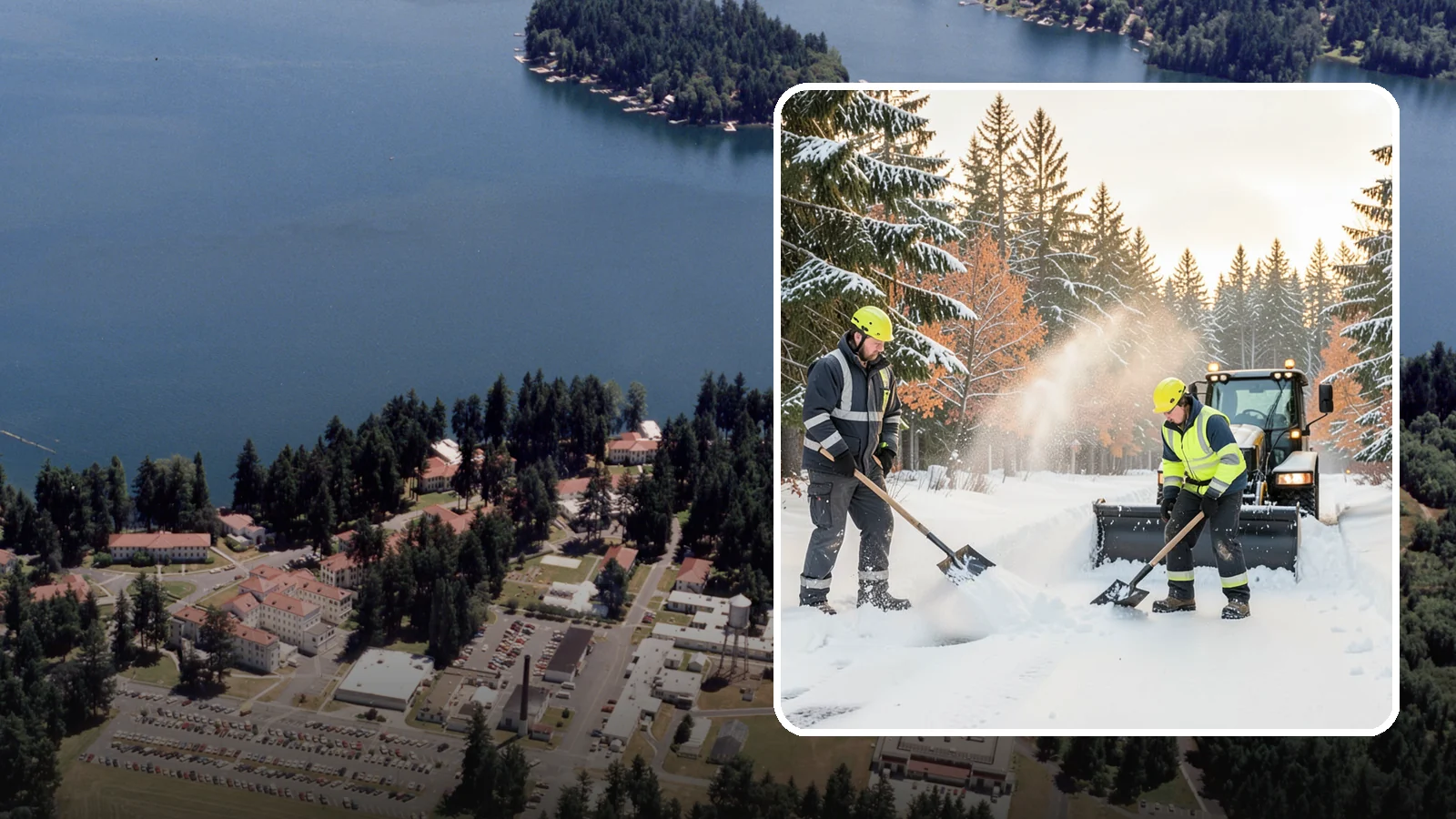 Hand Snow Removal in Lakewood, Pierce County, WA - We remove snow entirely by hand on properties where equipment cannot go or finishes must be preserved.