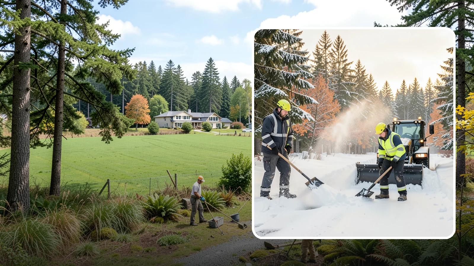 Hand Snow Removal in Lyman, Skagit County, WA - We remove snow entirely by hand on properties where equipment cannot go or finishes must be preserved.
