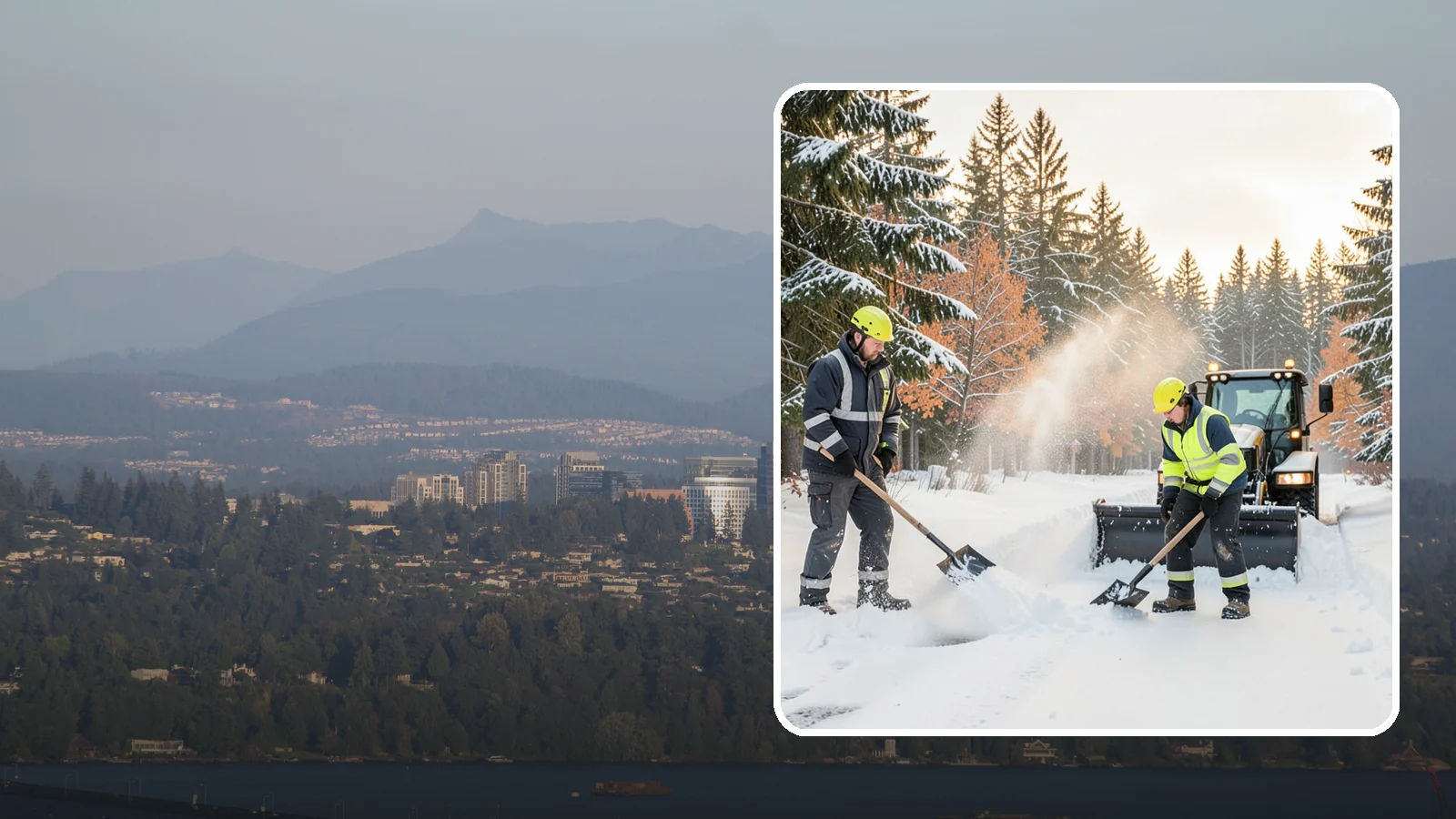 Hand Snow Removal in Medina, King County, WA - We remove snow entirely by hand on properties where equipment cannot go or finishes must be preserved.