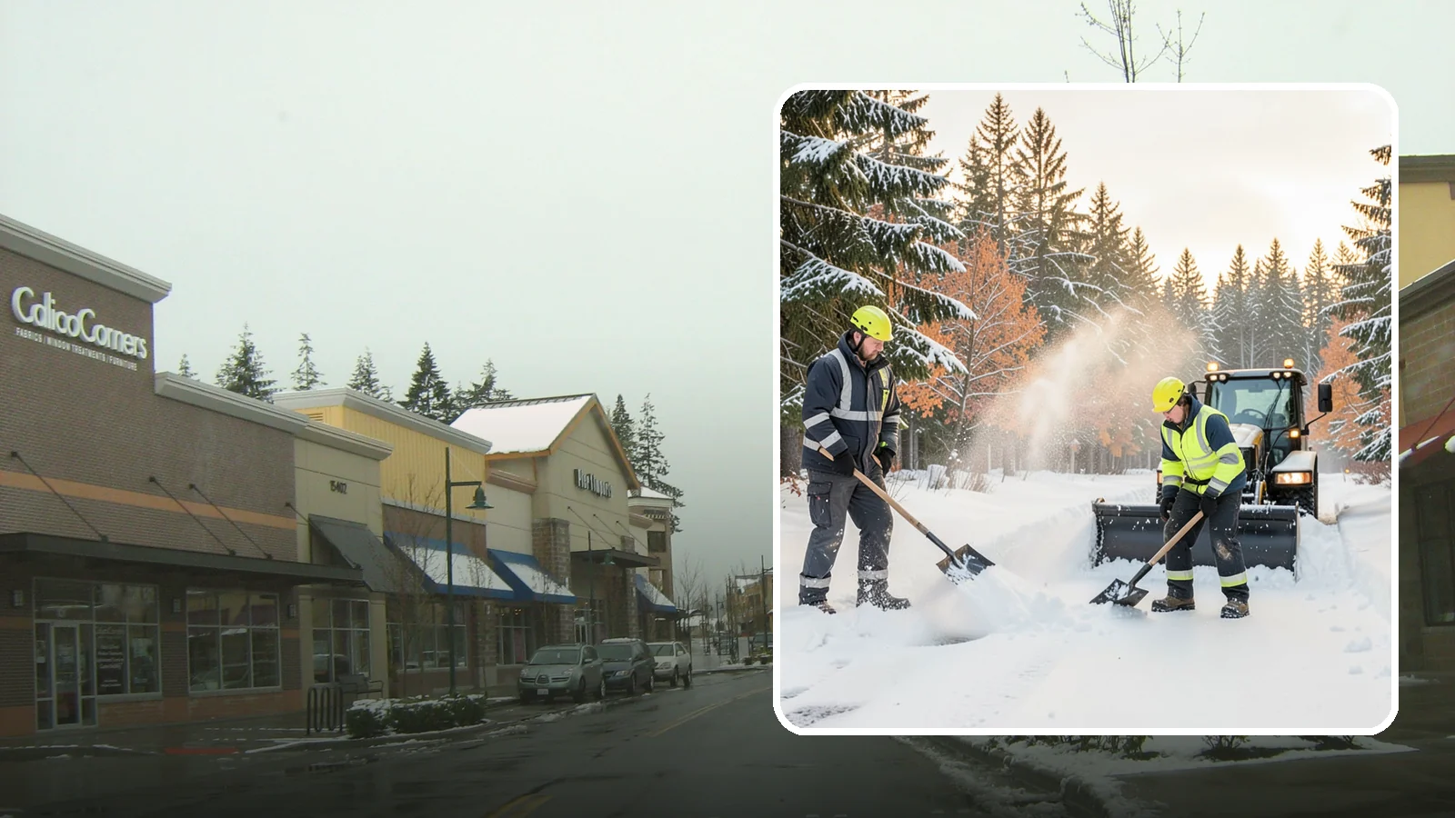 Hand Snow Removal in Mill Creek, Snohomish County, WA - We remove snow entirely by hand on properties where equipment cannot go or finishes must be preserved.
