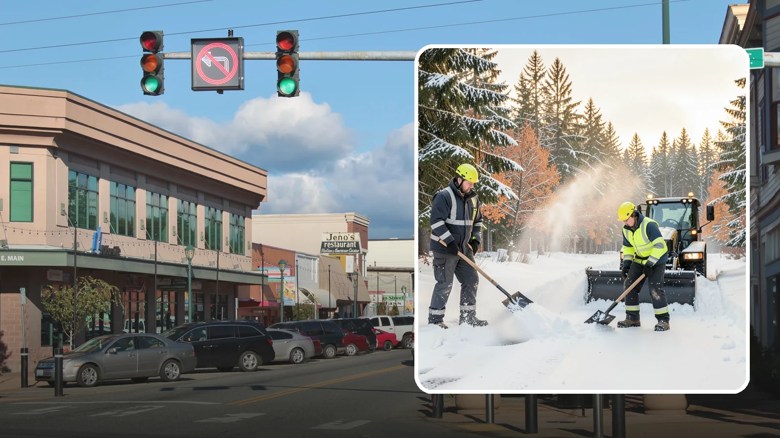 Hand Snow Removal in Monroe, Snohomish County, WA - We remove snow entirely by hand on properties where equipment cannot go or finishes must be preserved.