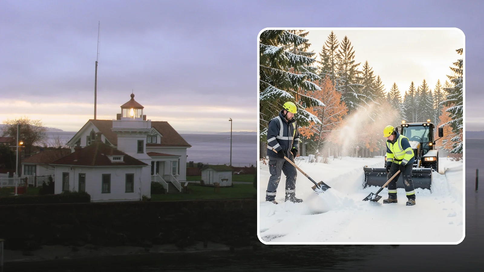 Hand Snow Removal in Mukilteo, Snohomish County, WA - We remove snow entirely by hand on properties where equipment cannot go or finishes must be preserved.