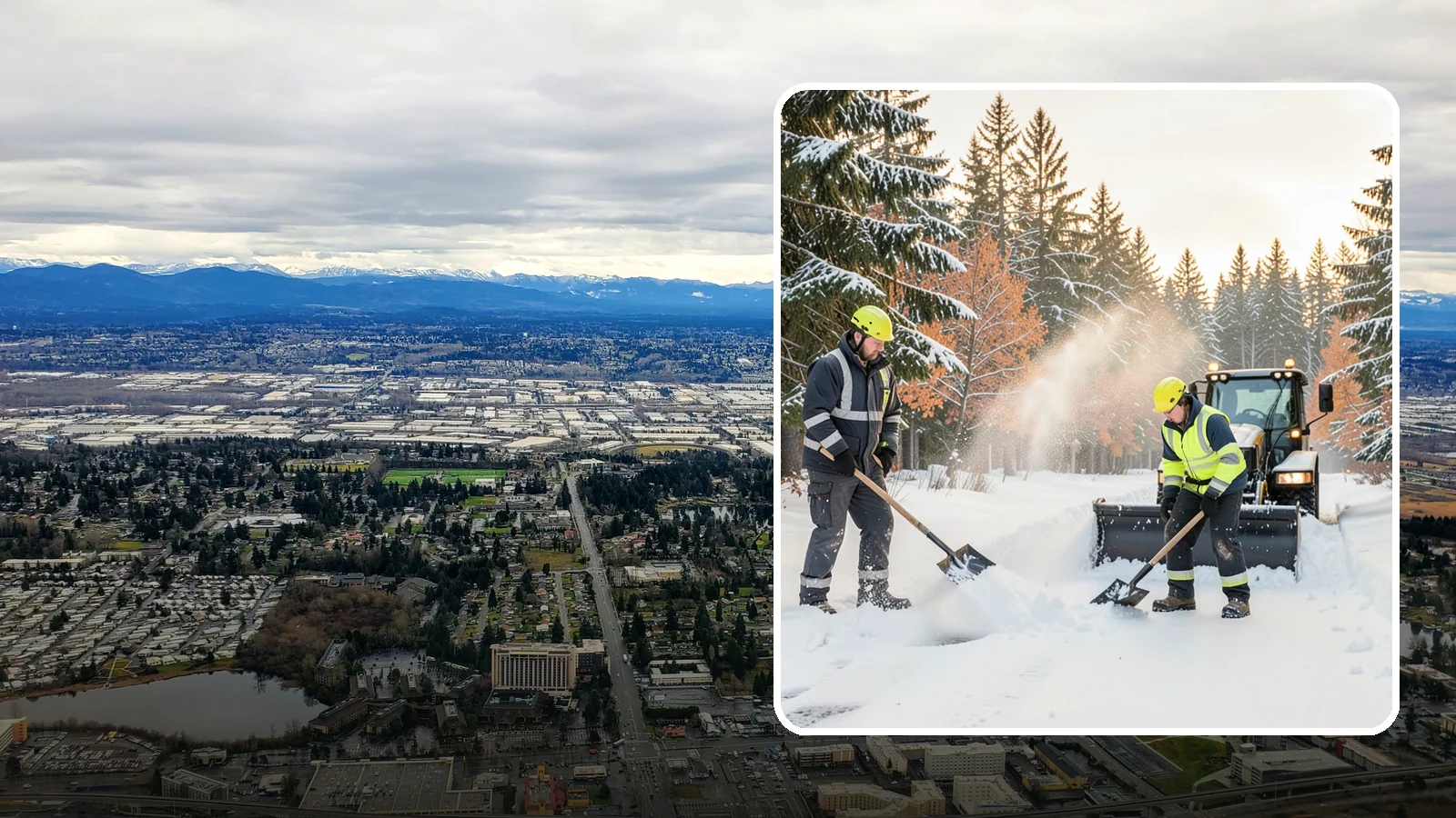 Hand Snow Removal in SeaTac, King County, WA - We remove snow entirely by hand on properties where equipment cannot go or finishes must be preserved.