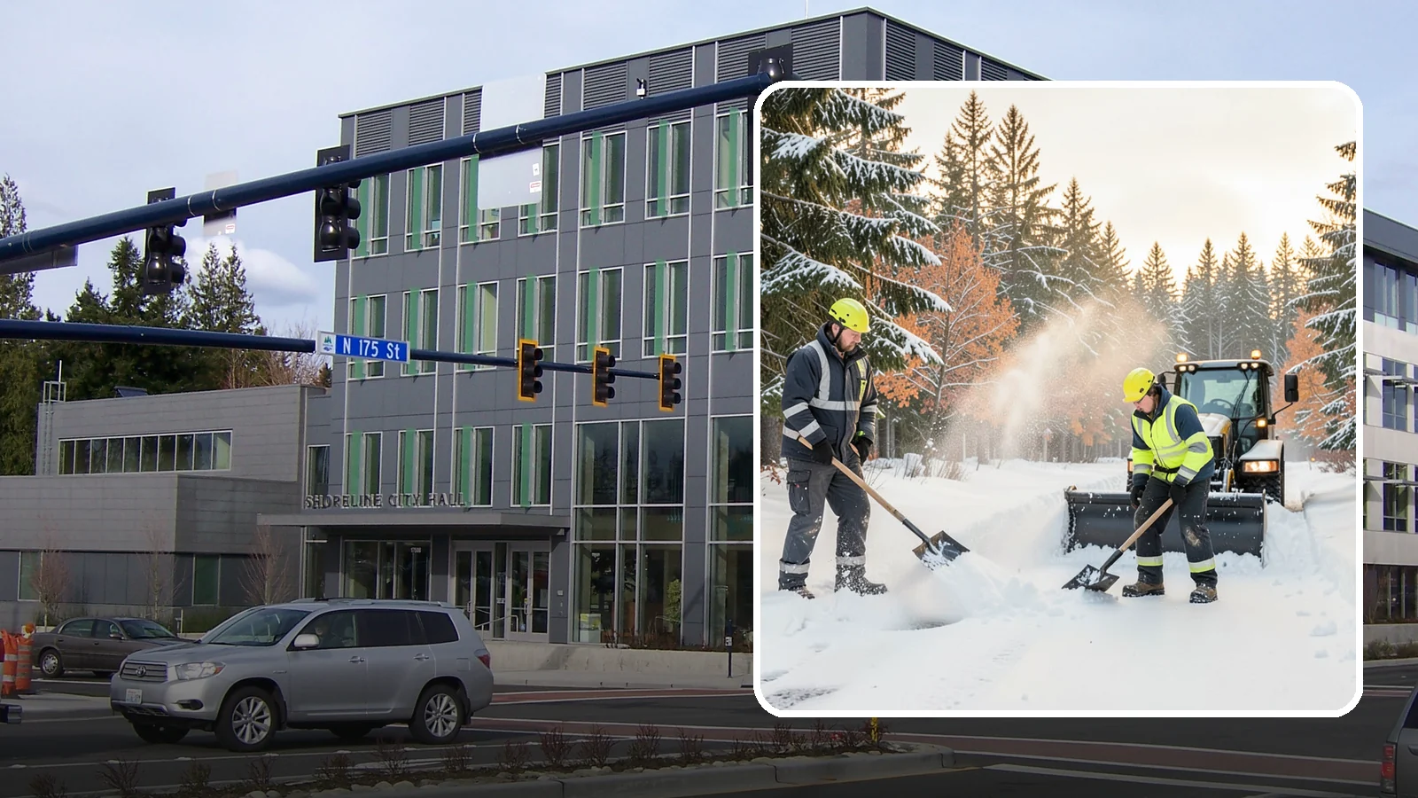 Hand Snow Removal in Shoreline, King County, WA - We remove snow entirely by hand on properties where equipment cannot go or finishes must be preserved.
