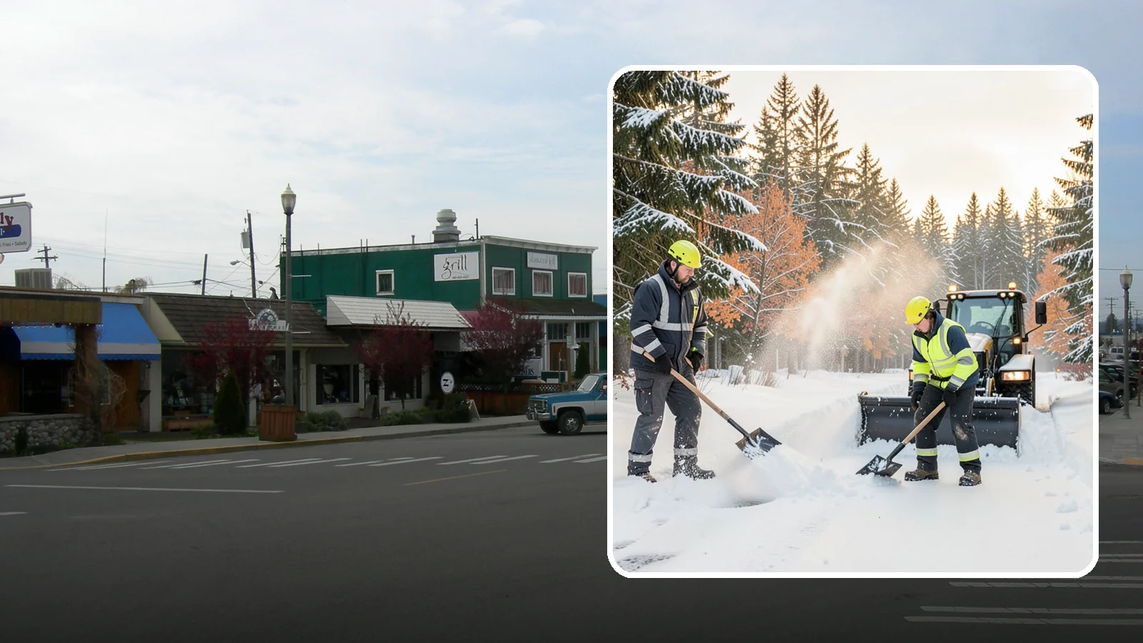Hand Snow Removal in Stanwood, Snohomish County, WA - We remove snow entirely by hand on properties where equipment cannot go or finishes must be preserved.