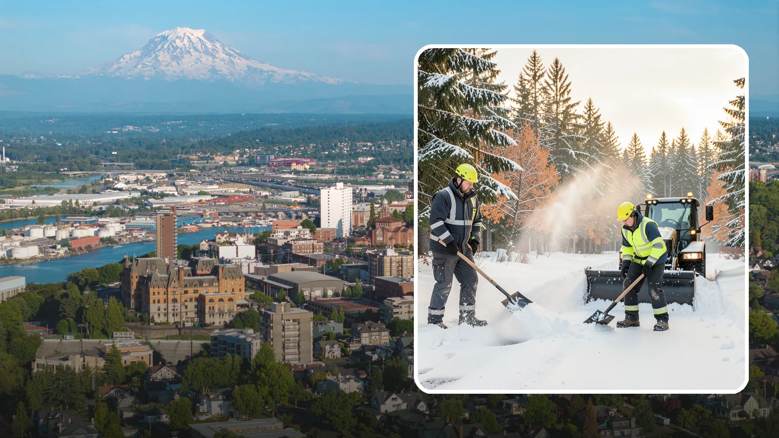 Hand Snow Removal in Tacoma, Pierce County, WA - We remove snow entirely by hand on properties where equipment cannot go or finishes must be preserved.