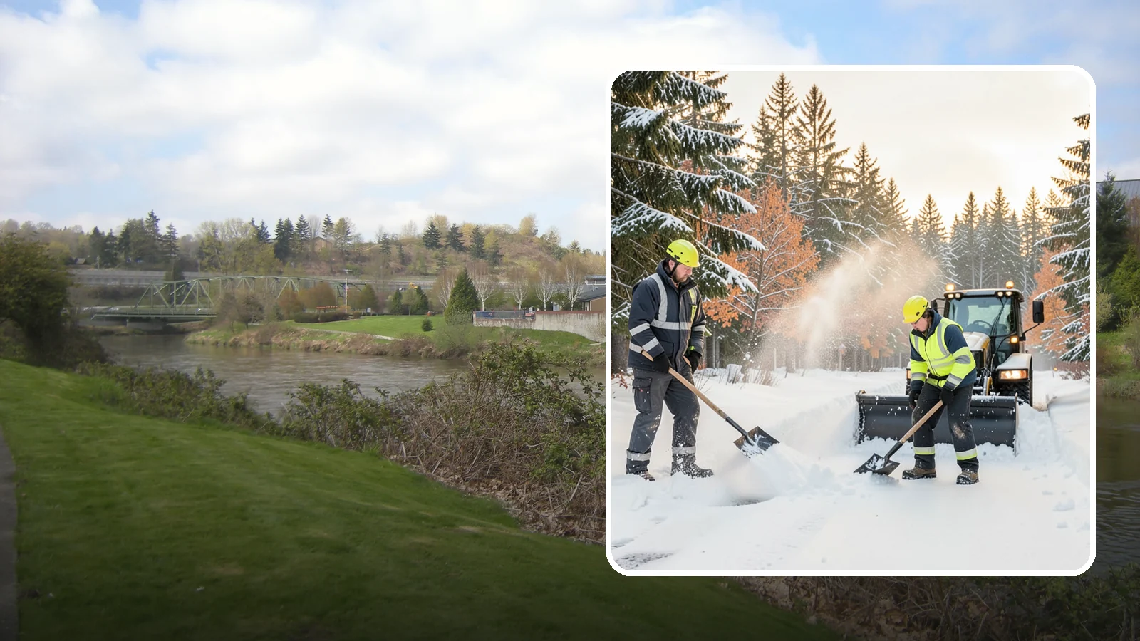 Hand Snow Removal in Tukwila, King County, WA - We remove snow entirely by hand on properties where equipment cannot go or finishes must be preserved.