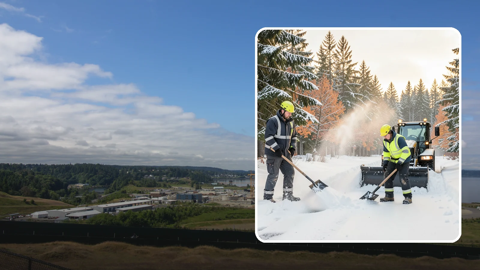 Hand Snow Removal in University Place, Pierce County, WA - We remove snow entirely by hand on properties where equipment cannot go or finishes must be preserved.
