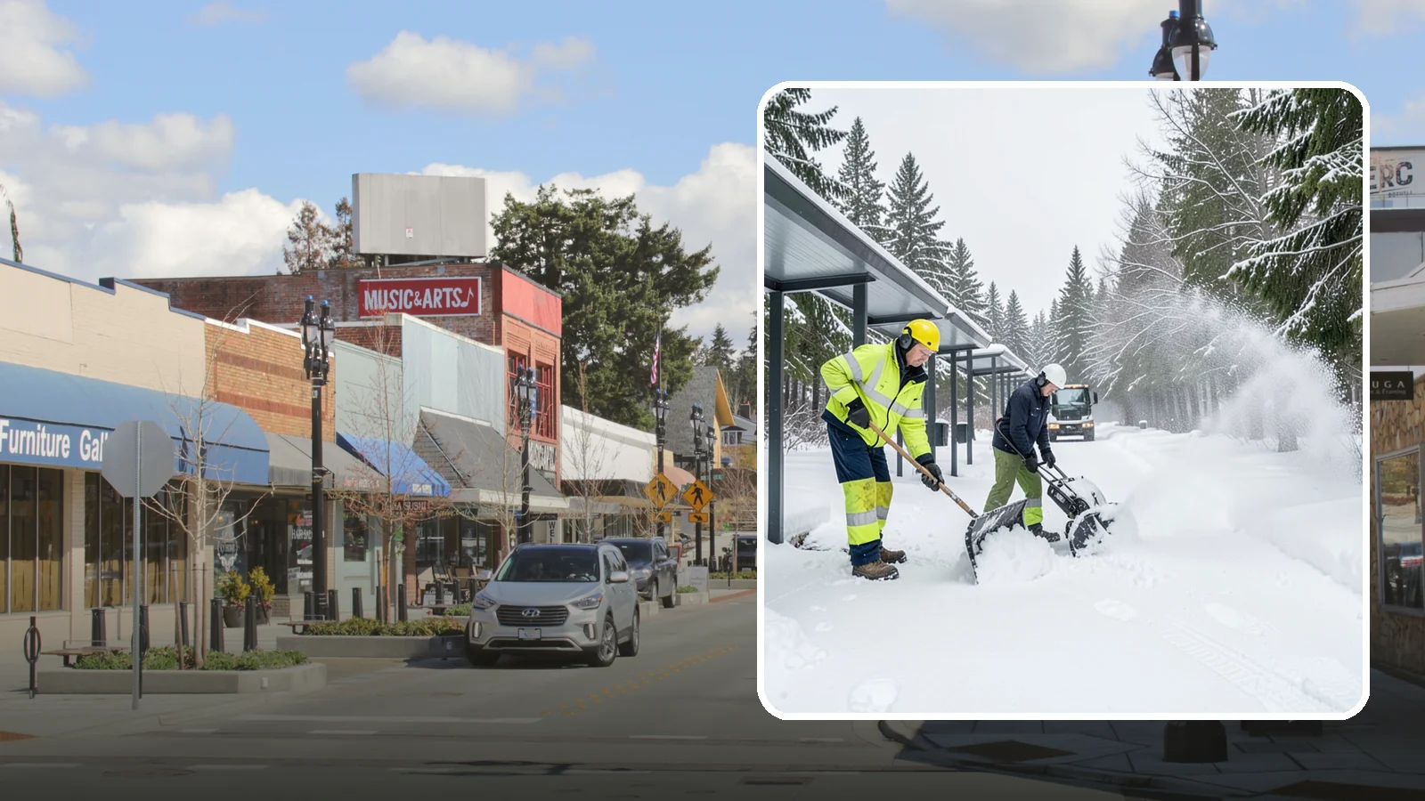 Handicap Parking Clearing in Bothell, King County, WA - We clear accessible parking stalls and their access aisles fully so they stay usable for Western Washington visitors all winter.