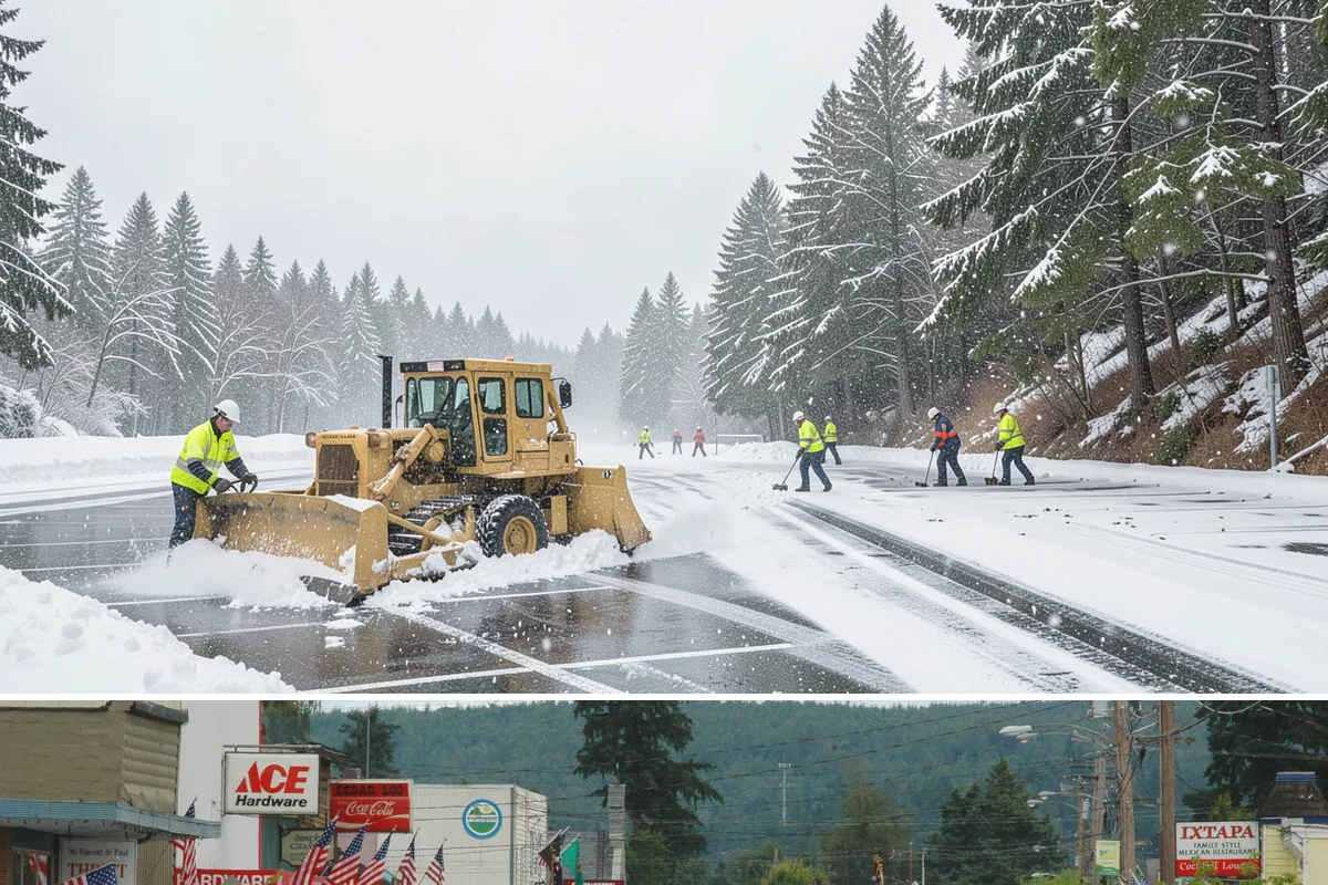 Handicap Parking Clearing in Carnation, King County, WA - Cleared before business hours after each snow event across the winter season.