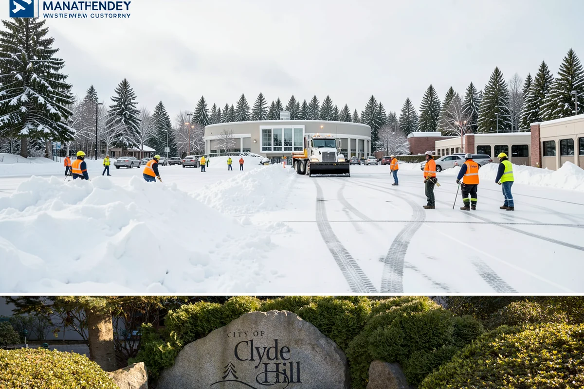 Handicap Parking Clearing in Clyde Hill, King County, WA - Cleared before business hours after each snow event across the winter season.