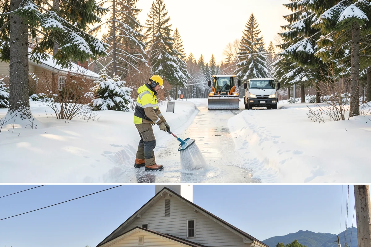 Handicap Parking Clearing in Concrete, Skagit County, WA - Cleared before business hours after each snow event across the winter season.