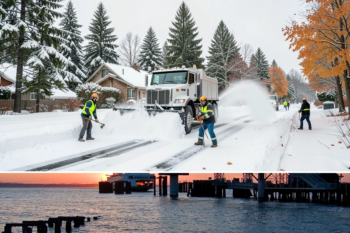Handicap Parking Clearing in Edmonds, Snohomish County, WA - Cleared before business hours after each snow event across the winter season.
