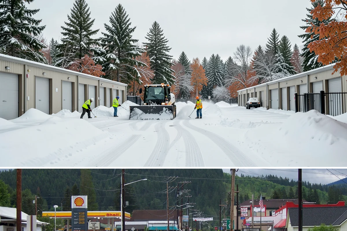 Handicap Parking Clearing in Granite Falls, Snohomish County, WA - Cleared before business hours after each snow event across the winter season.