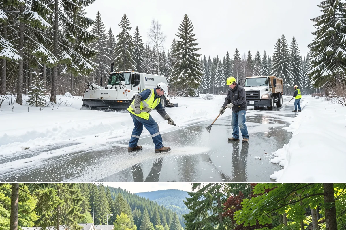 Handicap Parking Clearing in Lake Forest Park, King County, WA - Cleared before business hours after each snow event across the winter season.