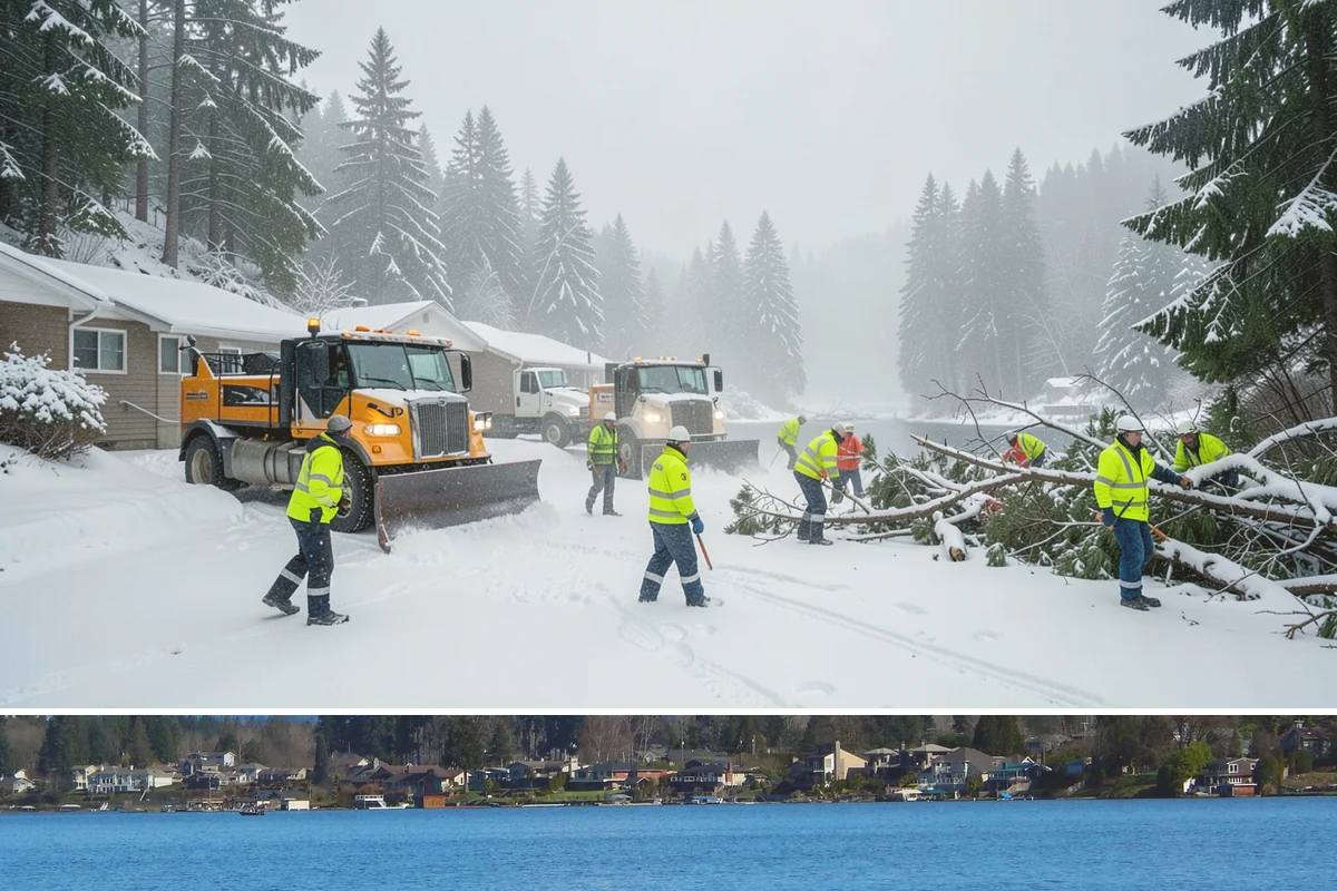 Handicap Parking Clearing in Lake Stevens, Snohomish County, WA - Cleared before business hours after each snow event across the winter season.