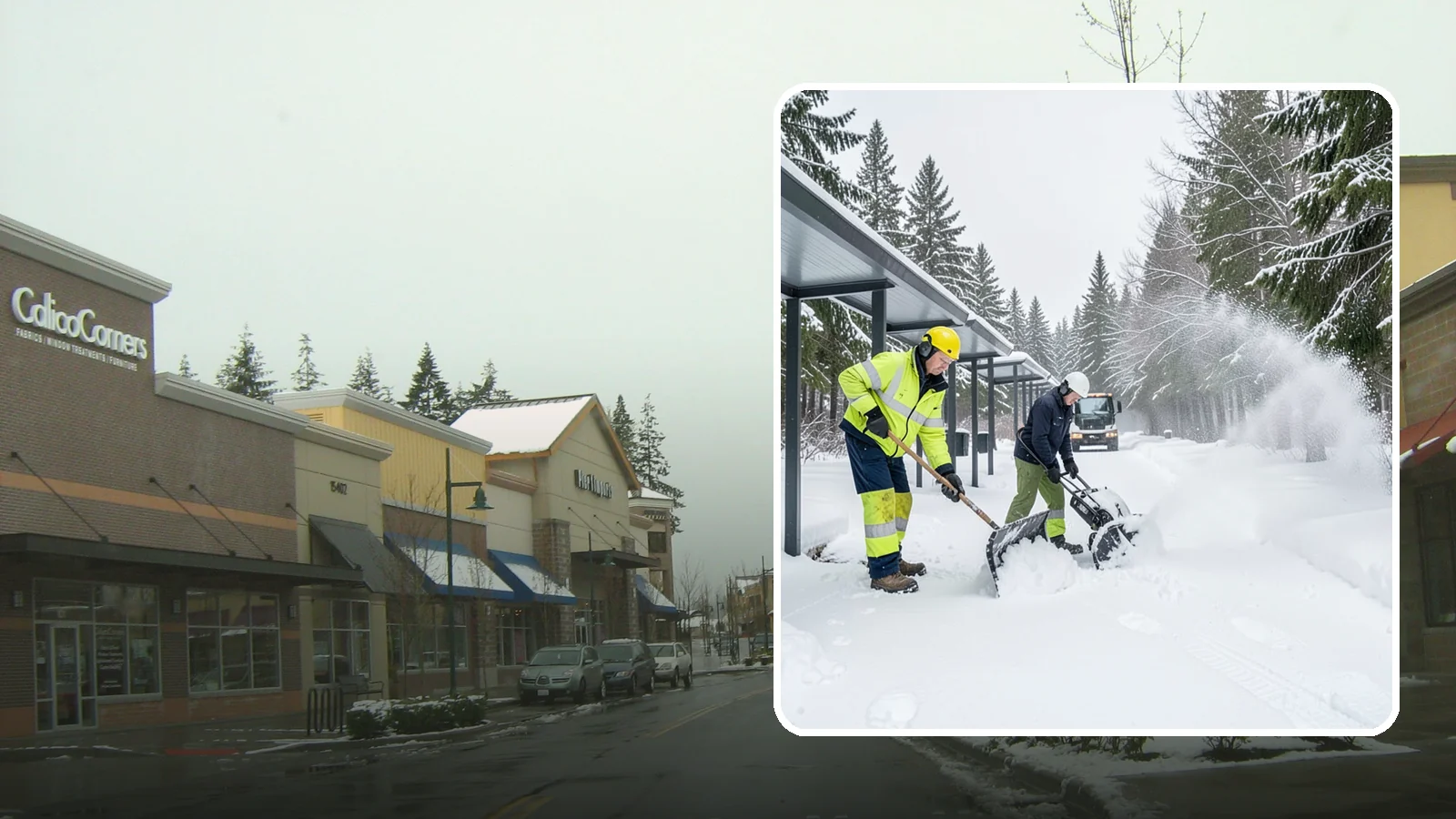Handicap Parking Clearing in Mill Creek, Snohomish County, WA - We clear accessible parking stalls and their access aisles fully so they stay usable for Western Washington visitors all winter.
