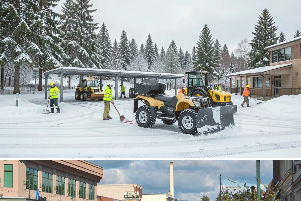 Handicap Parking Clearing in Monroe, Snohomish County, WA - Cleared before business hours after each snow event across the winter season.
